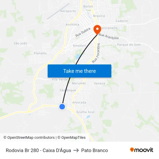 Rodovia Br 280 - Caixa D'Água to Pato Branco map