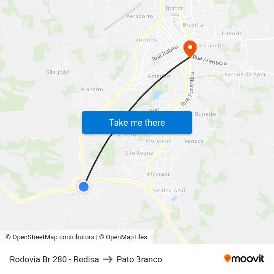 Rodovia Br 280 - Redisa to Pato Branco map