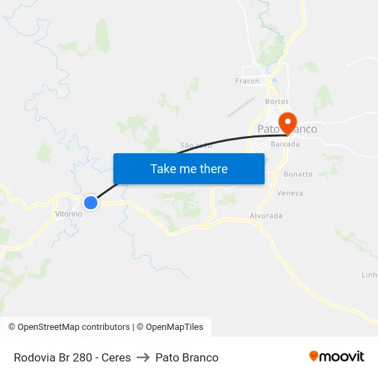 Rodovia Br 280 - Ceres to Pato Branco map