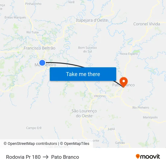 Rodovia Pr 180 to Pato Branco map