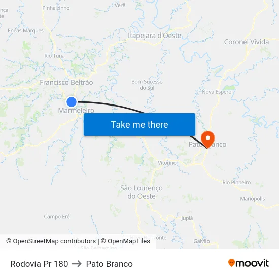 Rodovia Pr 180 to Pato Branco map