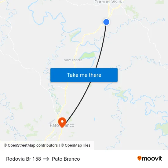 Rodovia Br 158 to Pato Branco map