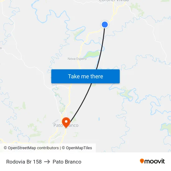 Rodovia Br 158 to Pato Branco map