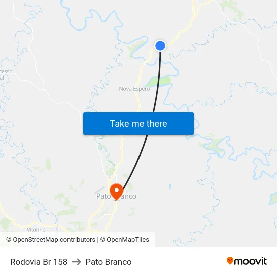 Rodovia Br 158 to Pato Branco map