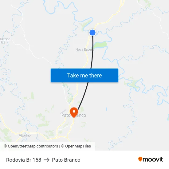 Rodovia Br 158 to Pato Branco map
