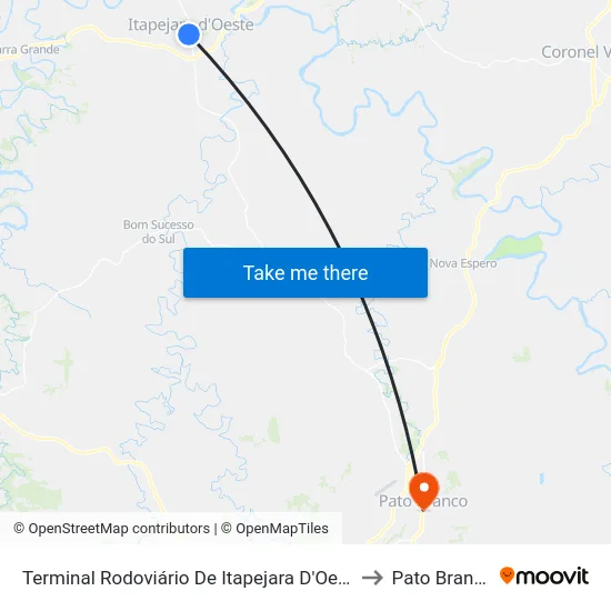 Terminal Rodoviário De Itapejara D'Oeste to Pato Branco map