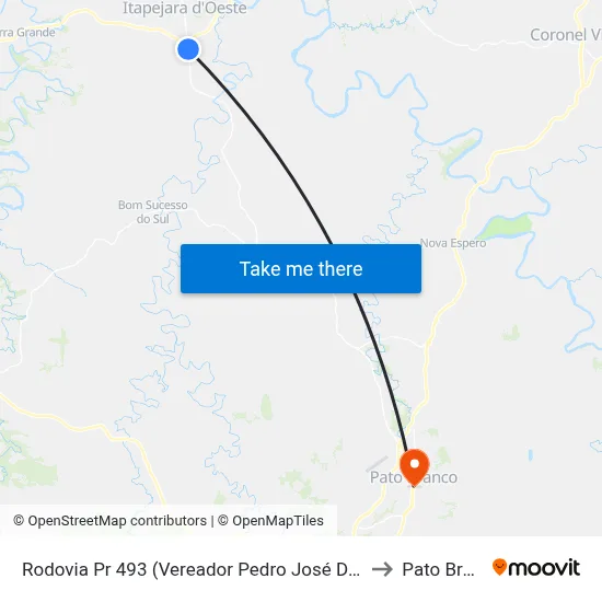 Rodovia Pr 493 (Vereador Pedro José Da Silva) 385 to Pato Branco map