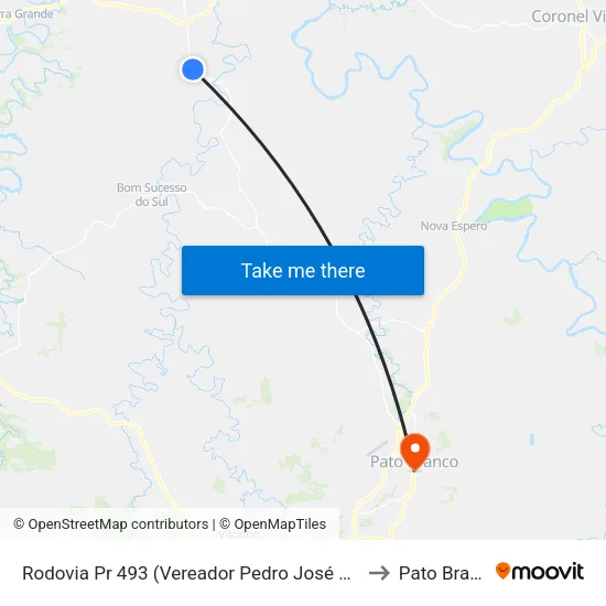 Rodovia Pr 493 (Vereador Pedro José Da Silva) to Pato Branco map