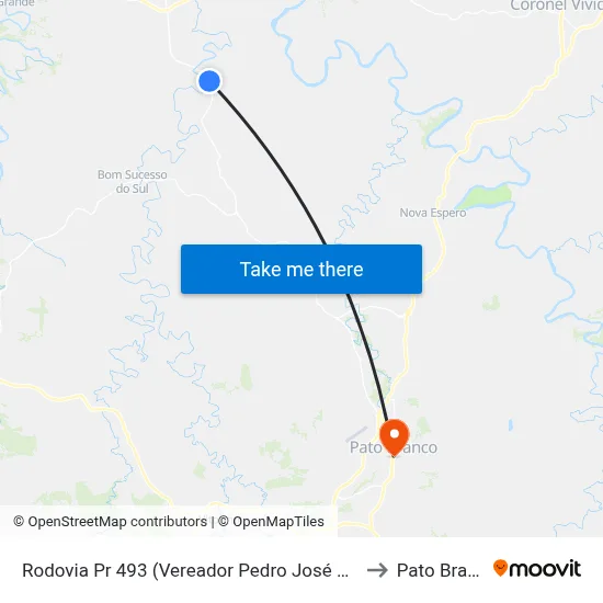 Rodovia Pr 493 (Vereador Pedro José Da Silva) to Pato Branco map