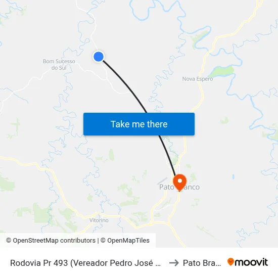 Rodovia Pr 493 (Vereador Pedro José Da Silva) to Pato Branco map