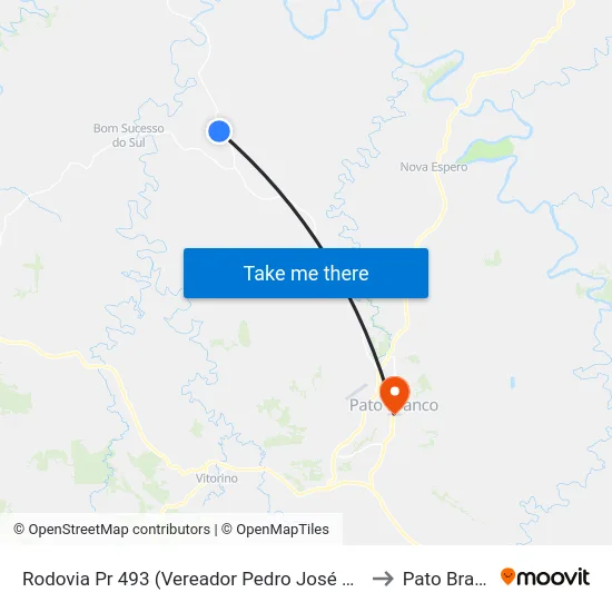 Rodovia Pr 493 (Vereador Pedro José Da Silva) to Pato Branco map