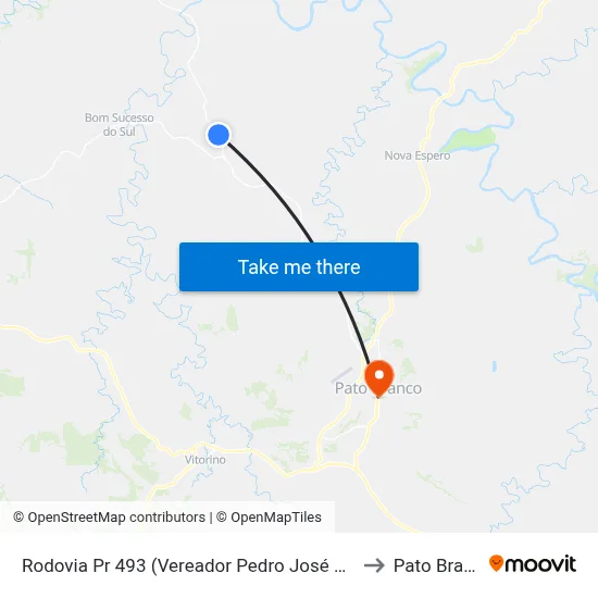 Rodovia Pr 493 (Vereador Pedro José Da Silva) to Pato Branco map