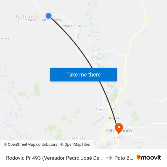 Rodovia Pr 493 (Vereador Pedro José Da Silva) - Alto Paraíso to Pato Branco map
