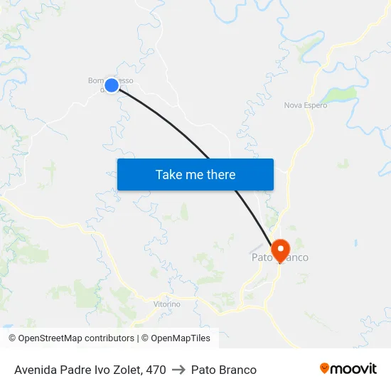 Avenida Padre Ivo Zolet, 470 to Pato Branco map