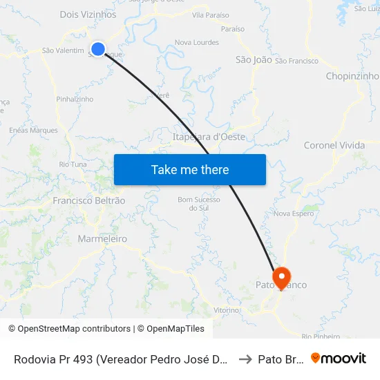 Rodovia Pr 493 (Vereador Pedro José Da Silva) - Nutripar to Pato Branco map
