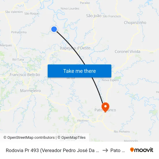Rodovia Pr 493 (Vereador Pedro José Da Silva) - Cemitério De Verê to Pato Branco map