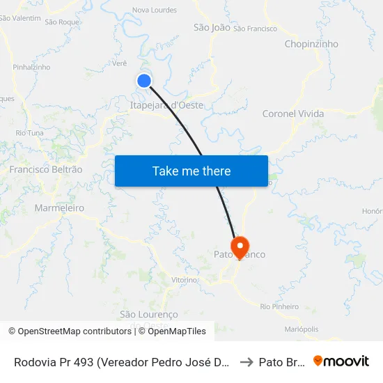Rodovia Pr 493 (Vereador Pedro José Da Silva) - Km 42 to Pato Branco map