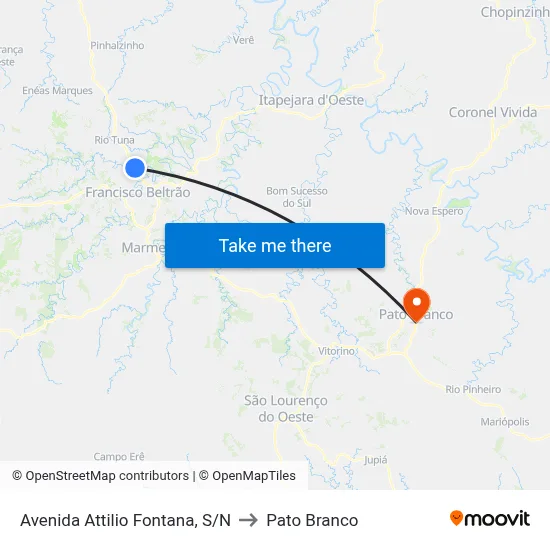 Avenida Attilio Fontana, S/N to Pato Branco map