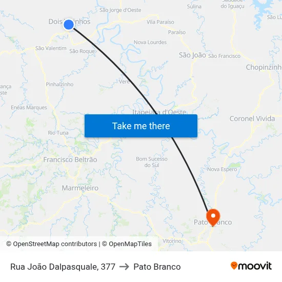 Rua João Dalpasquale, 377 to Pato Branco map