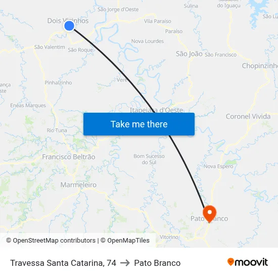 Travessa Santa Catarina, 74 to Pato Branco map