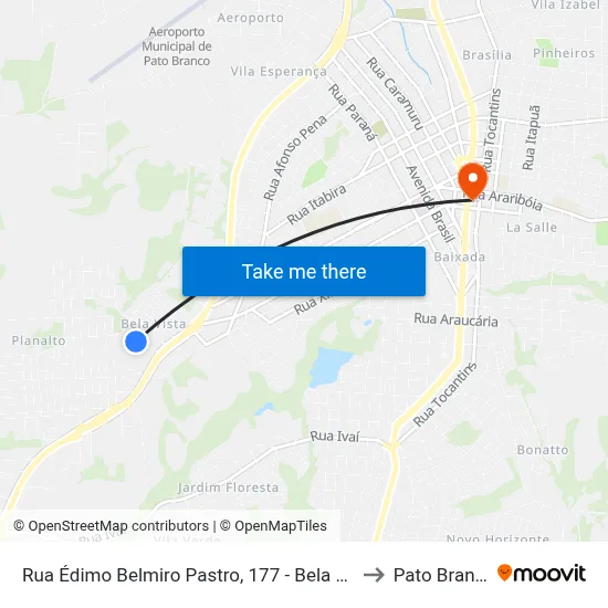 Rua Édimo Belmiro Pastro, 177 - Bela Vista to Pato Branco map