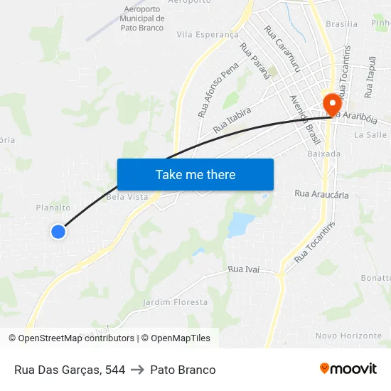 Rua Das Garças, 544 to Pato Branco map