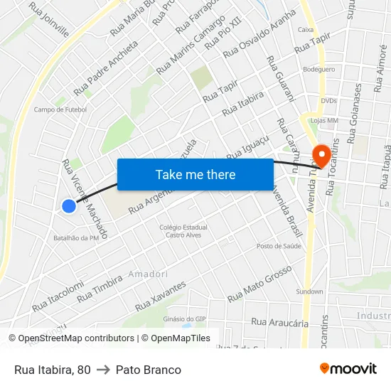 Rua Itabira, 80 to Pato Branco map