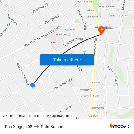 Rua Xingu, 408 to Pato Branco map