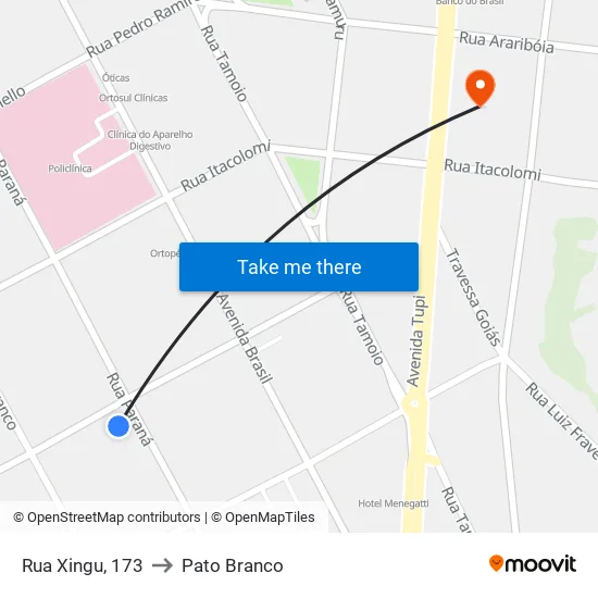 Rua Xingu, 173 to Pato Branco map