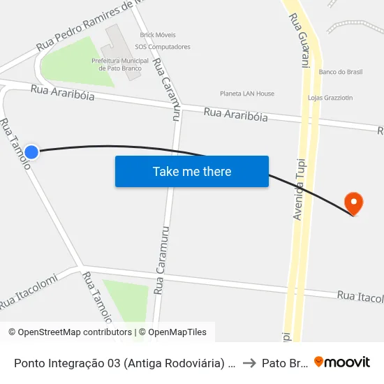 Ponto Integração 03 (Antiga Rodoviária) - Rua Tamôio, 536 to Pato Branco map