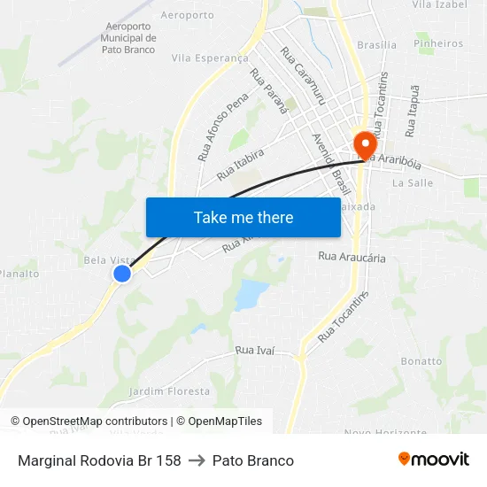 Marginal Rodovia Br 158 to Pato Branco map