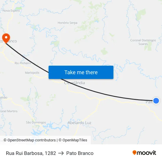 Rua Rui Barbosa, 1282 to Pato Branco map