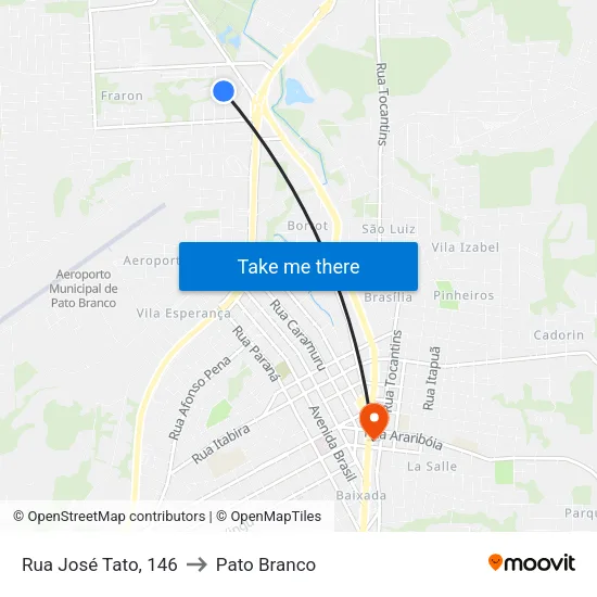 Rua José Tato, 146 to Pato Branco map