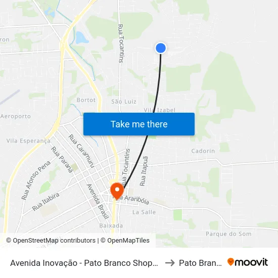 Avenida Inovação - Pato Branco Shopping to Pato Branco map