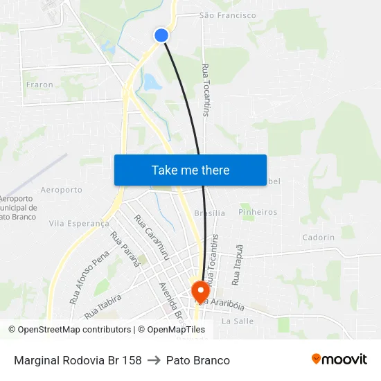Marginal Rodovia Br 158 to Pato Branco map
