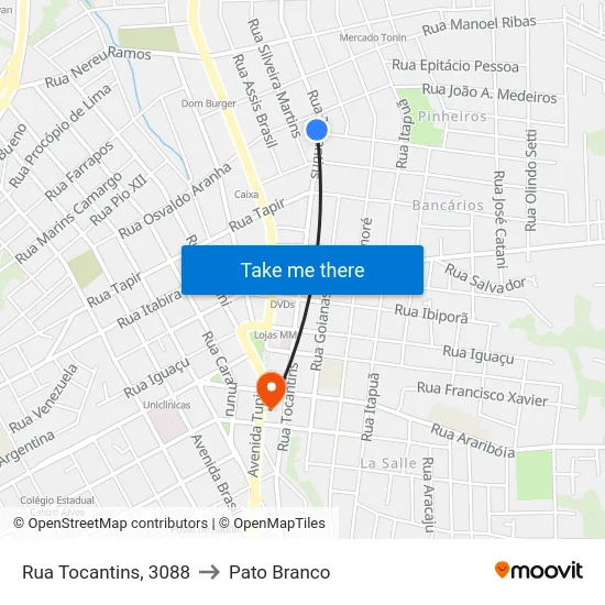Rua Tocantins, 3088 to Pato Branco map