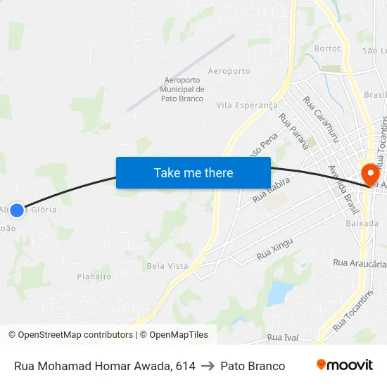 Rua Mohamad Homar Awada, 614 to Pato Branco map