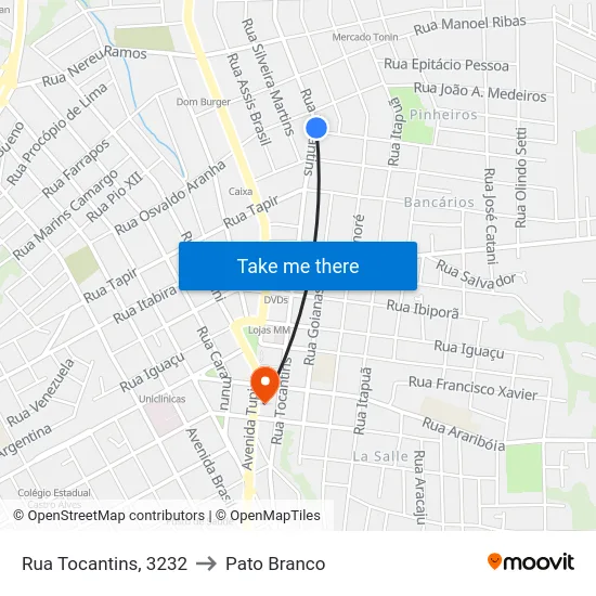 Rua Tocantins, 3232 to Pato Branco map