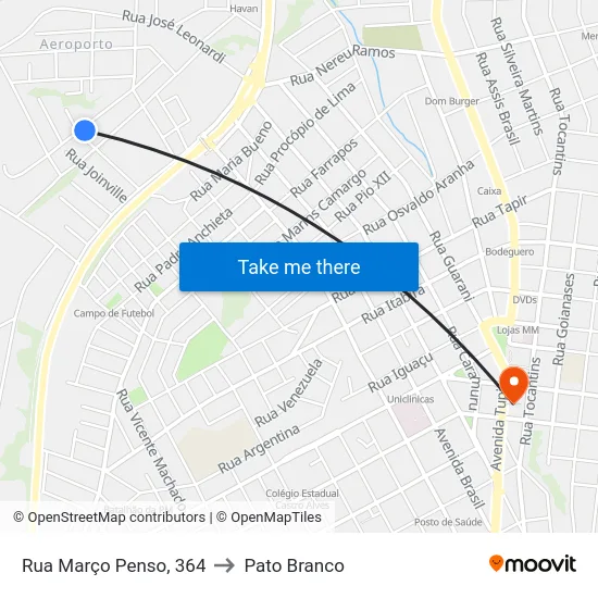 Rua Março Penso, 364 to Pato Branco map