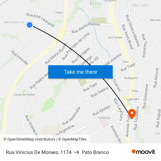 Rua Vinicius De Moraes, 1174 to Pato Branco map