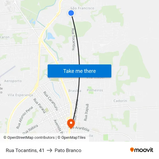 Rua Tocantins, 41 to Pato Branco map