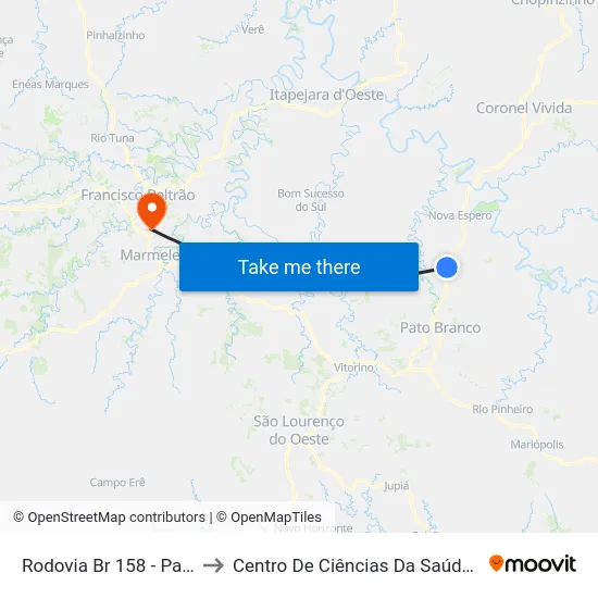 Rodovia Br 158 - Pato Agro to Centro De Ciências Da Saúde Unioeste map