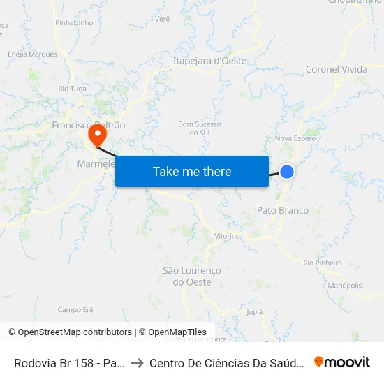 Rodovia Br 158 - Pato Agro to Centro De Ciências Da Saúde Unioeste map