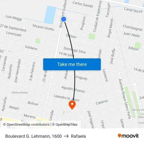 Boulevard G. Lehmann, 1600 to Rafaela map