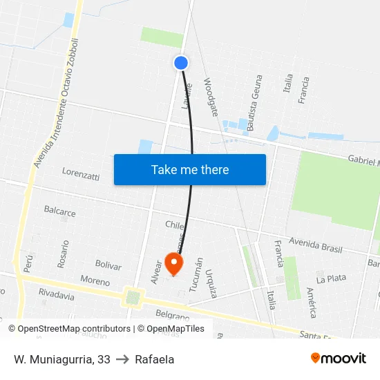 W. Muniagurria, 33 to Rafaela map