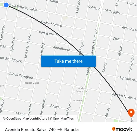 Avenida Ernesto Salva, 740 to Rafaela map