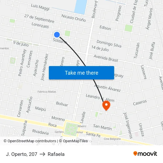 J. Operto, 207 to Rafaela map