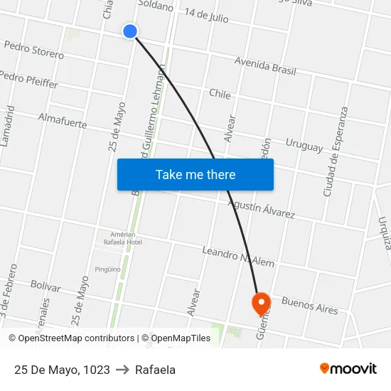 25 De Mayo, 1023 to Rafaela map
