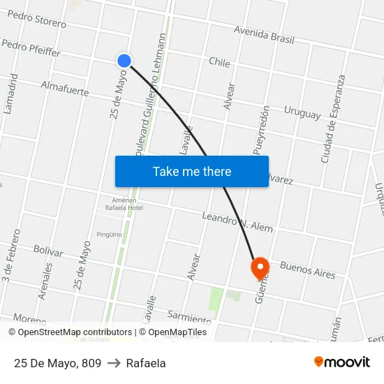 25 De Mayo, 809 to Rafaela map