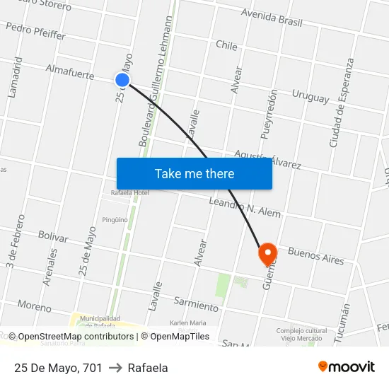 25 De Mayo, 701 to Rafaela map